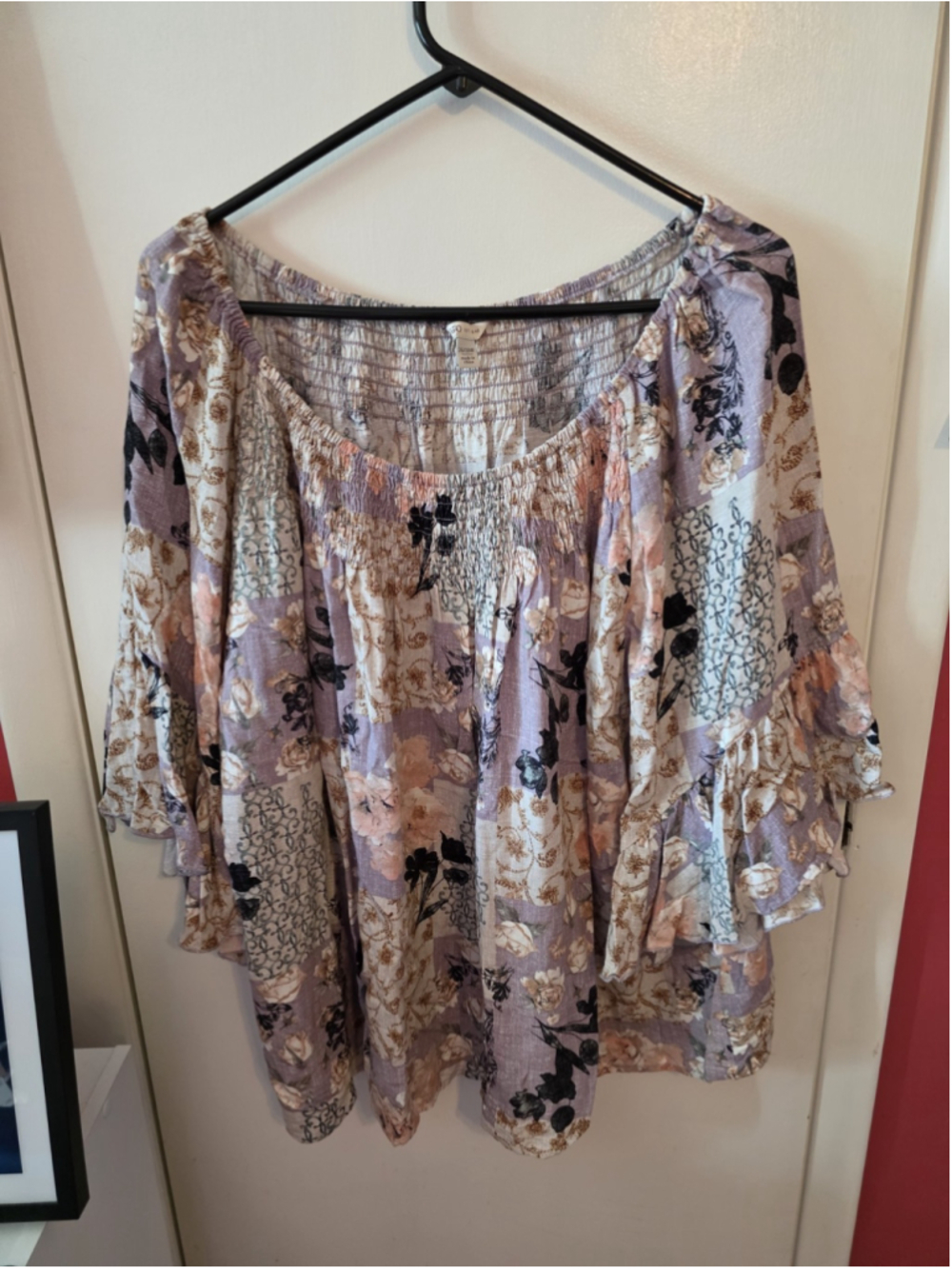 Cato Flowy Floral Boho Peasant Top Size 26/28W